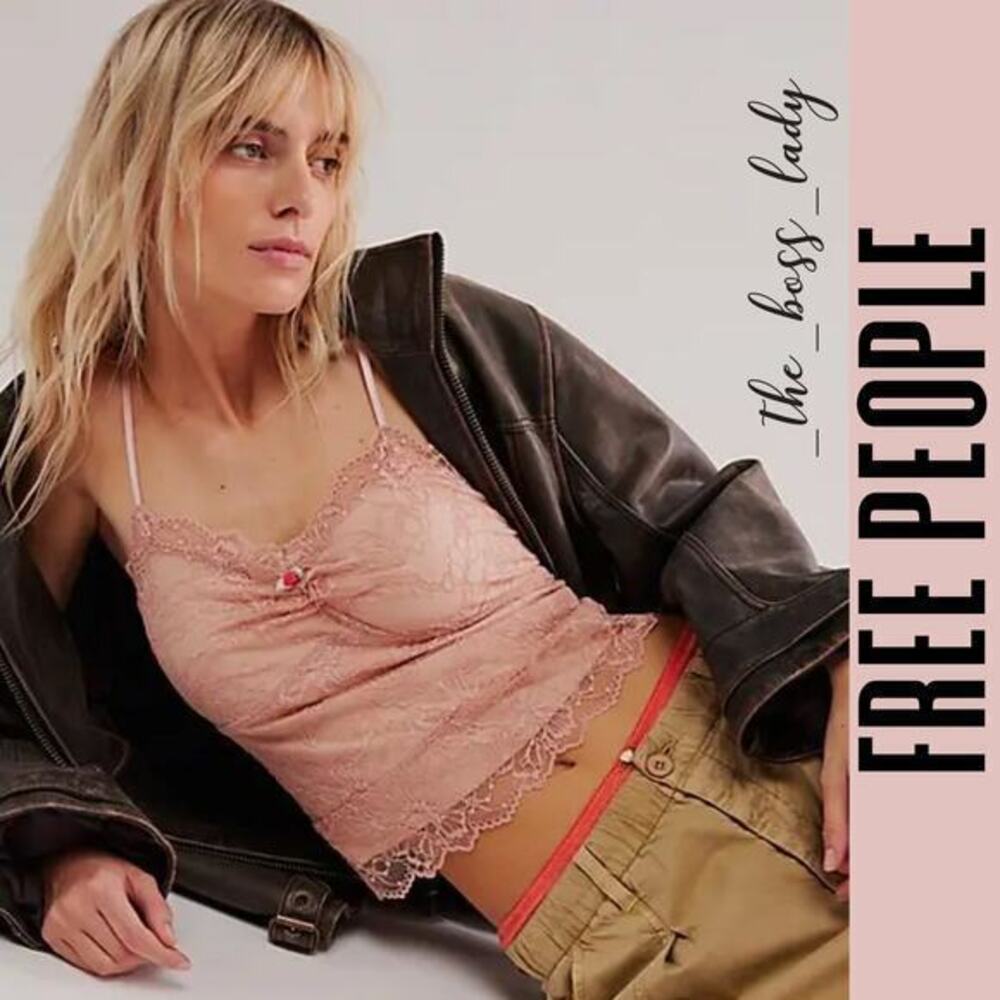 Free People top floral lace cami cropped Small stretchy boho